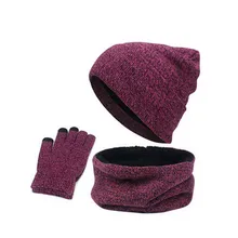 Autumn Winter Women's Hat Caps Knitted Wool Warm Scarf Thick Windproof Multi Functional Hat Scarf Set For Women Guantes 18Nov