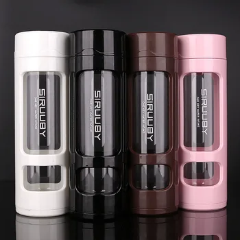 

360ml Glass Water Bottle pink Color Silicone Anti scald Creative Tumbler Portable Sports Glass Bottle Drinking My Water Bottles