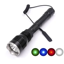 Длинная версия HS-802 CREE зеленый красный сине-белые light 1-режим(on/off) Охота светодио дный фонарик факел+ дистанционный переключатель