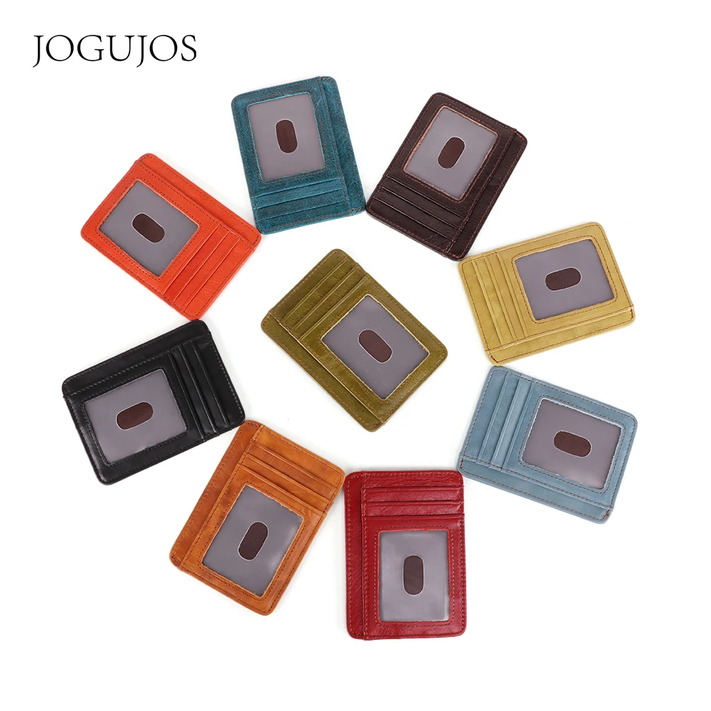 

JOGUJOS Genuine Leather Unisex Coin Purse Women Vintage Multi-Card Position Wallet Pouch Women Men Business Credit Card Holder