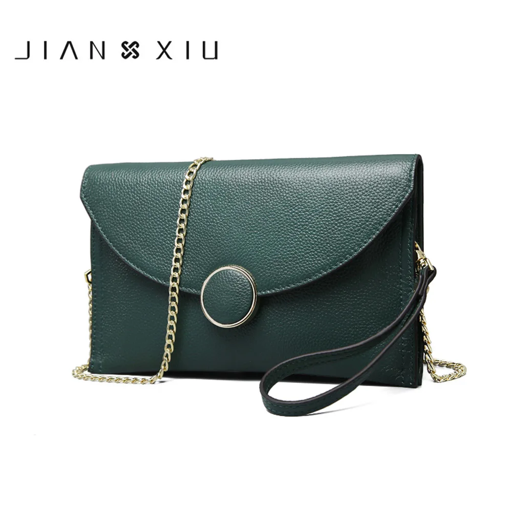 

JIANXIU Brand Women Genuine Leather Messenger Bags Ladies Shoulder Bag Solid Purses Small Chain Crossbody Bags Wallets Clutches