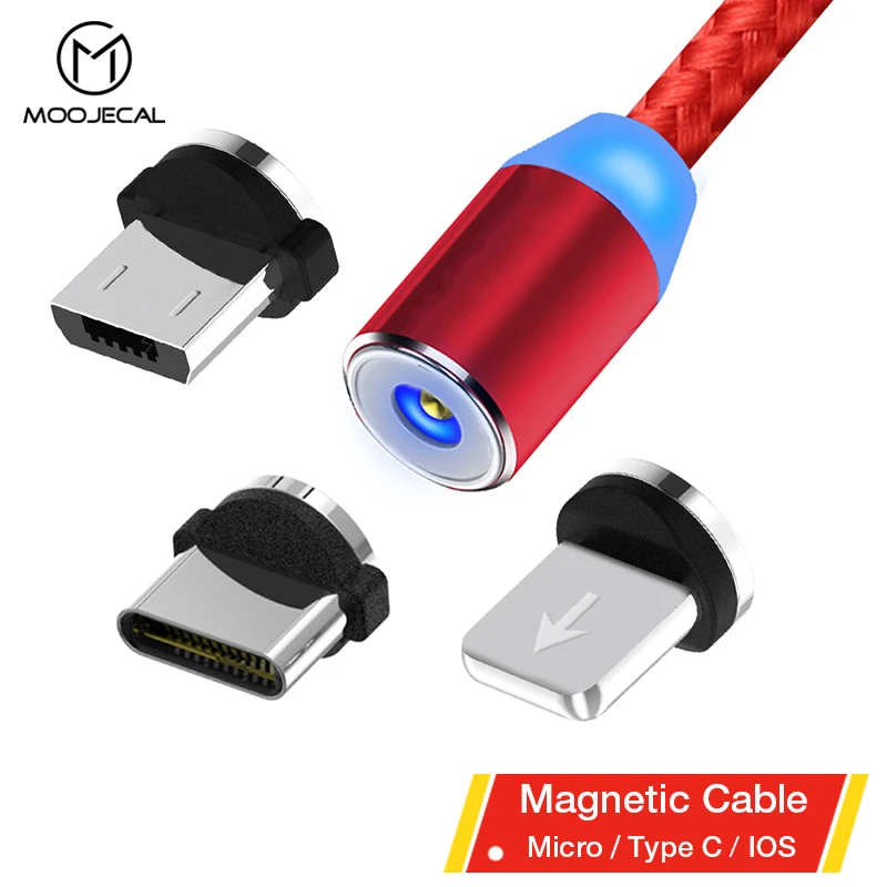Beste MOOJECAL Magnetische Kabel Voor iPhone XR XS Max Mobiele Telefoon USB Magnetic Charger Oplaadkabel USB Micro Type C Kabel voor Samsung