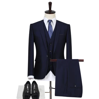 

Mens Suits Jacket + Men Pants + Suit Vests 2017 New Fashion Business Wedding Party Men Coat Tops Hot Popular Waistcoat Size 3XL
