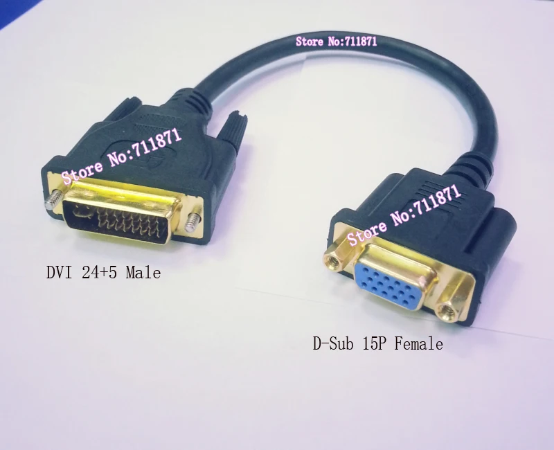 DVI Male D Sub Female Video Cable Gold plated short 29P 24+5 Pin DVI