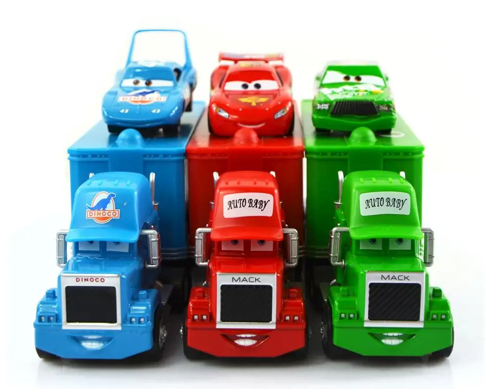 Lowest Price 100% Original Cars 2 No.43 Mack & The King No.95 Mcquen No.86 HTB 1:55 Diecast Metal Loose Toy Car Set Lightning McQueen