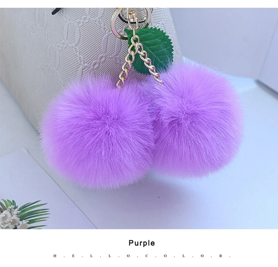 Корейский меховый брелок-помпон кролик мех мяч брелок для ключей porte clef pompom de fourrure сумка с помпонами Подвески вишня автомобильный брелок