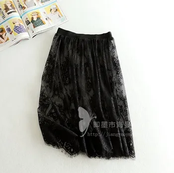

Korean Fashion Women Sexy Mesh Lace Transparent Short Skirt Overskirt Ladies Tulle Lace Overlay College Hot Miniskirt Mini Skirt