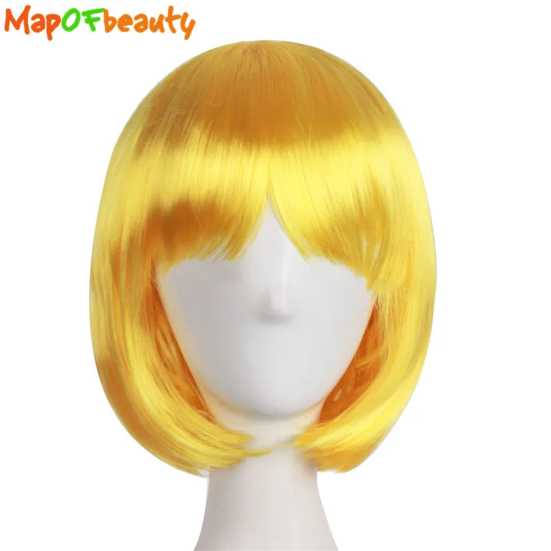 MapofBeauty 12 &quotкороткий прямой косплей Боб Прическа женские парики Выделите зеленый
