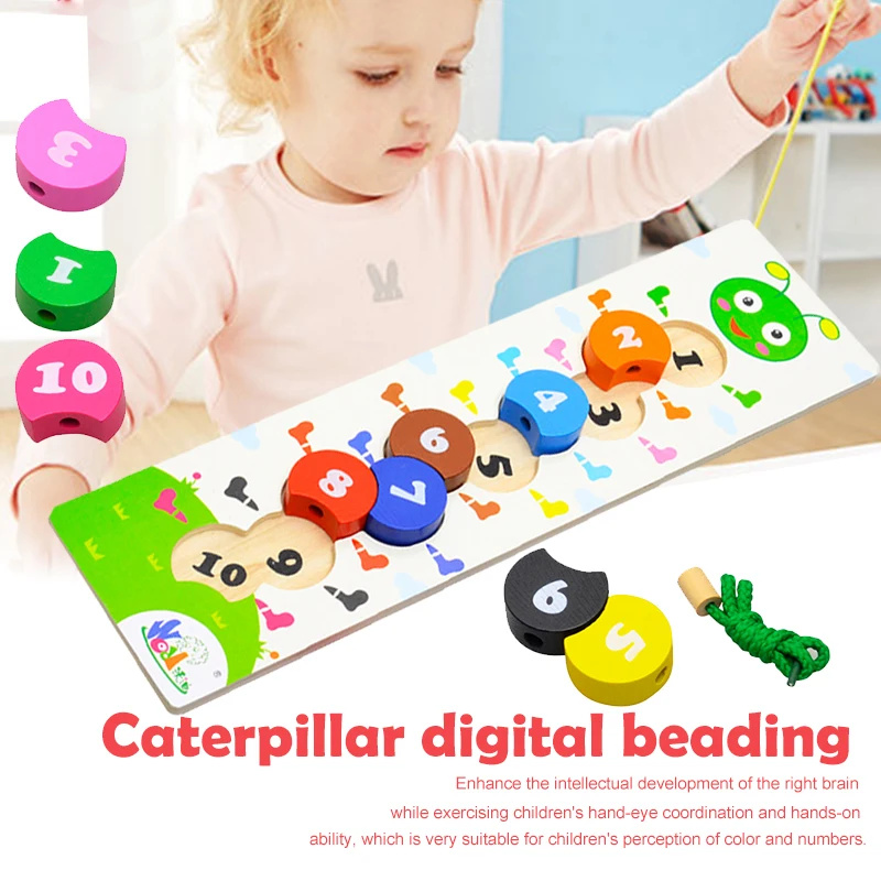 Многоцветный Декор Kidsroom Caterpillar деревянные игрушки Рисунок головоломка Мода практика Caterpillar бусины игрушка прочный Desktop