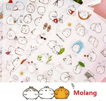 

6PCS/lot New Korea Creative Cartoon Potato Rabbit II series Molang Pvc sticker set / Kawaii label /retail