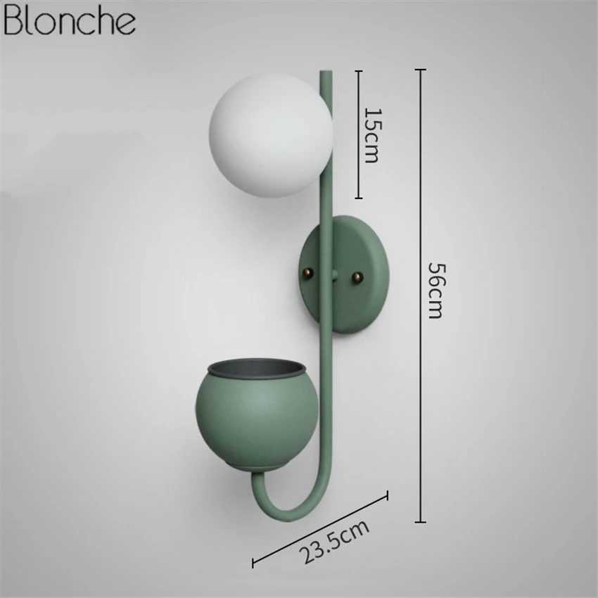 Скандинавские макароны растения настенный светильник с цветами горшок стеклянный шар настенный абажур канделябр для гостиной Кабинета спальни прикроватные лампы