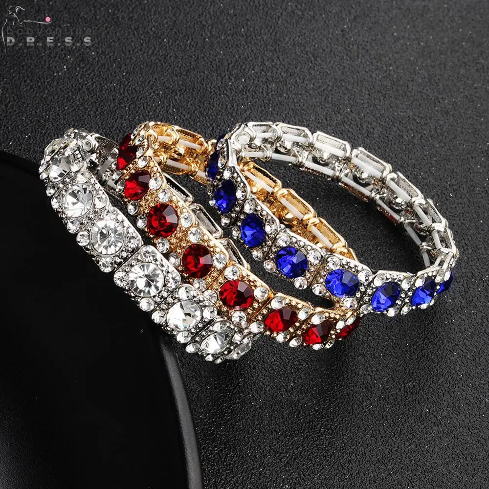 

Luxury Round Stone Crystals Bangle Bracelet Femme 2019 Romantic Elastic Jewelry Bracelets For Women Wristlet Trinket Pendant