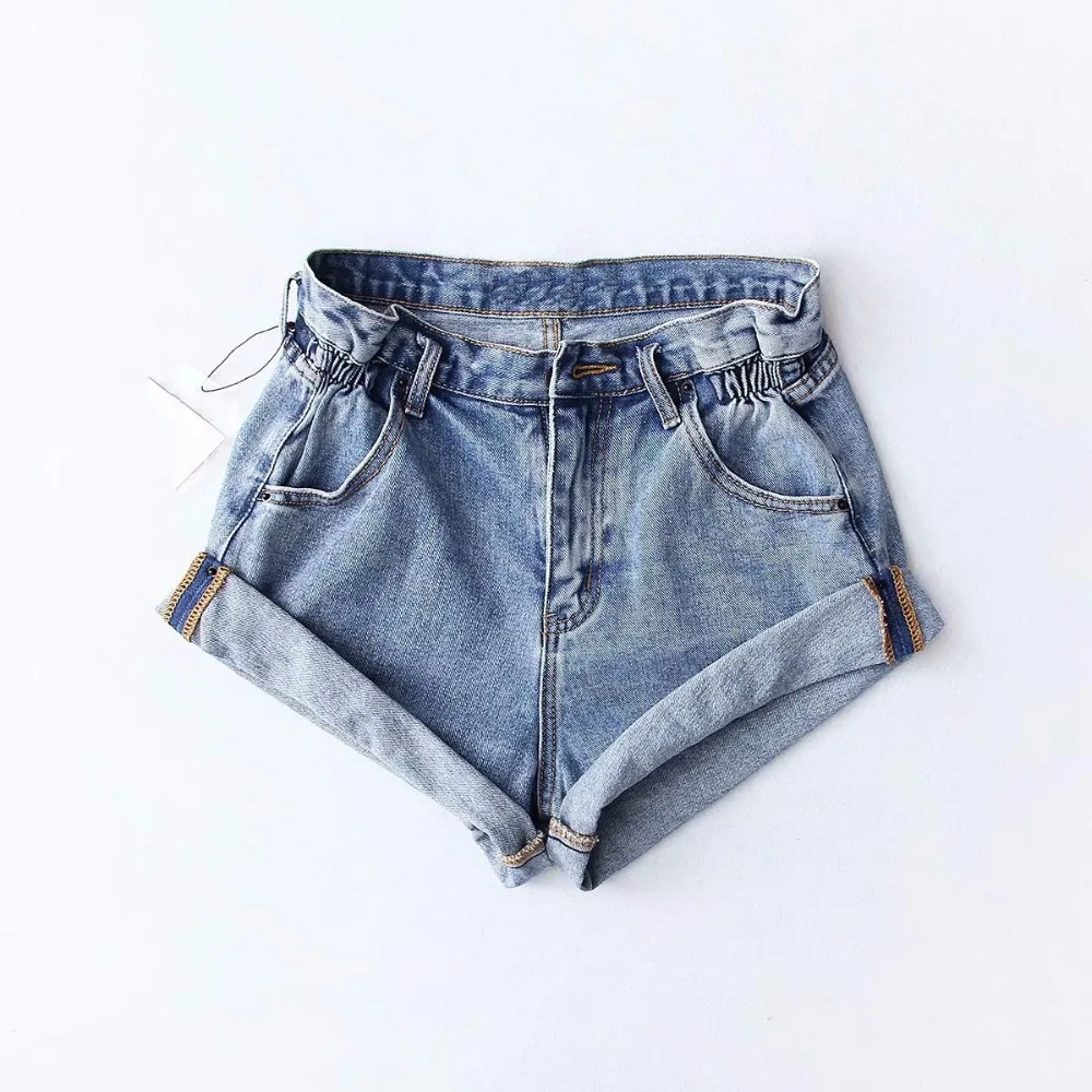 

Summer 2019 ripped women shorts casual denim sexy high waist Pleat curling denim shorts stretch hot short denim shorts for women