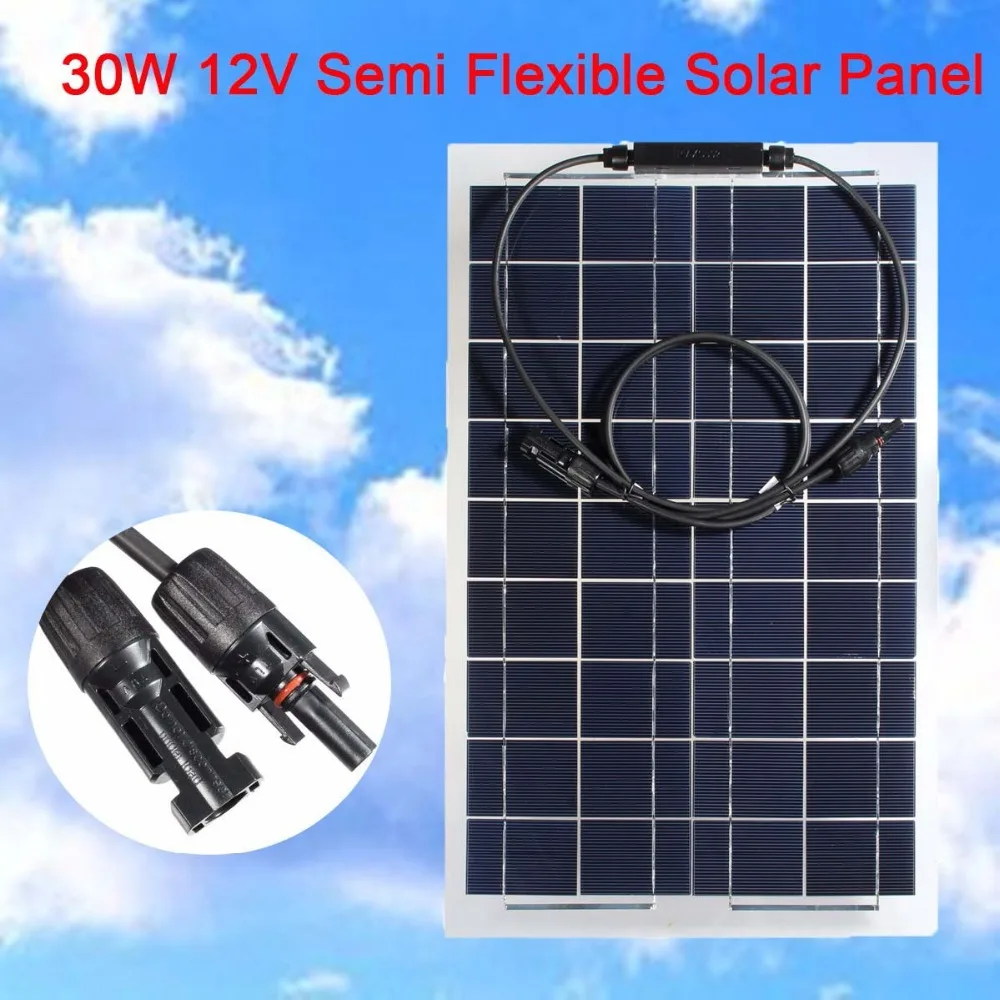 

KINCO Light Portable 30W 12V Monocrystalline Semi-Flexible Solar Panel DIY Solar System Battery For Car Battery Phone Charger