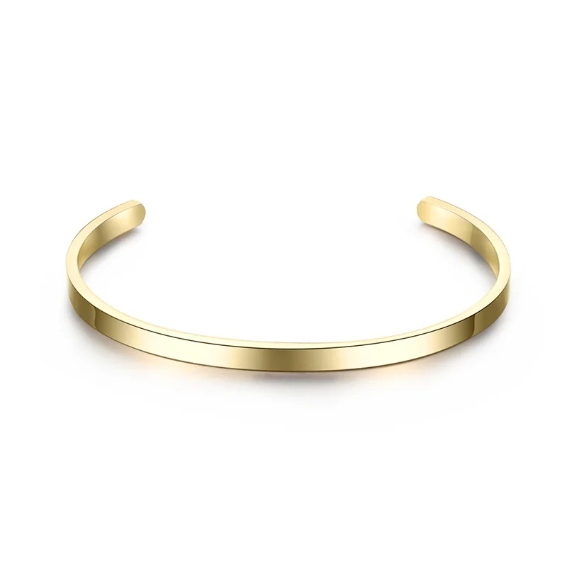 V. YA, модный простой браслет с гравировкой для мужчин и женщин, индивидуальный браслет, розовое золото/серебро, нержавеющая сталь, подарок для друзей - Окраска металла: Gold