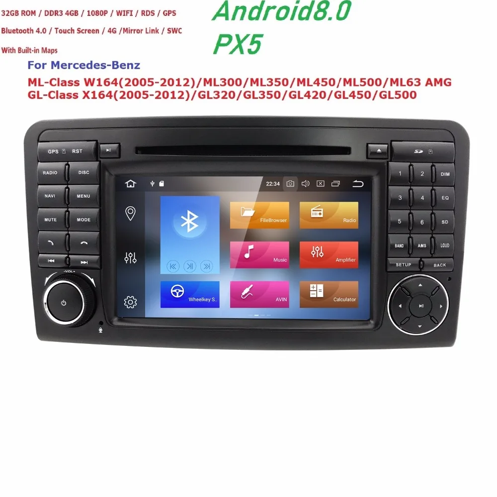 

Car Multimedia Player GPS Android 8.0 2 Din For Mercedes/Benz/GL ML CLASS W164 ML350 4GB RAM DSP Radio Built-in Microphone Wifi