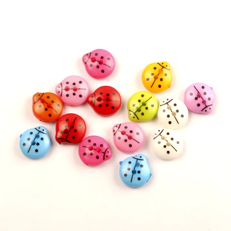 

LF 100Pcs Mixed Acrylic Ladybug Sewing Buttons For Clothes Scrapbooking Decorative Needlework Botone Handicraft DIY Accessories