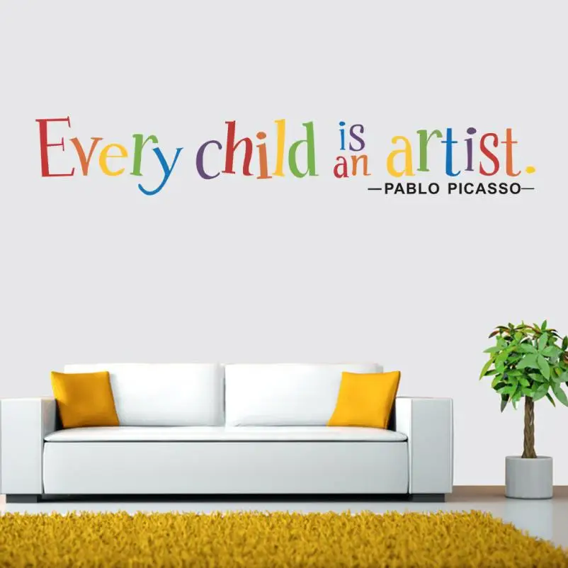 Каждый ребенок-художник, наклейка на стену, спальня, детская игровая комната, домашний декор, съемные обои, pegatinas de pared, сделай сам, 803