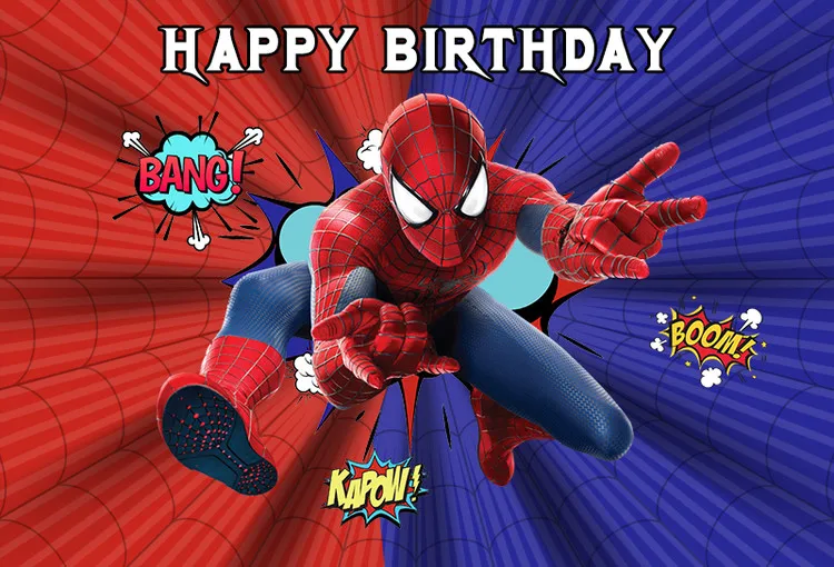 Фон для фотосъемки супергерой Человек-паук мультфильм мальчик день рождения фон, фото-декорации вечерние события 220 см x 150 см