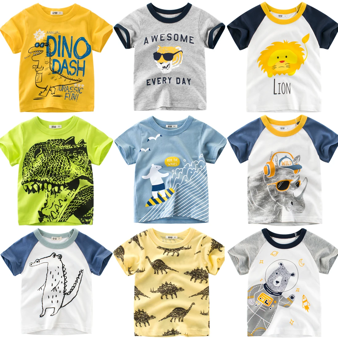 

Cartoon Print Boys Dinosaur T Shirt Infant Kids Lion T-Shirts Summer Tops baby shark clothes thanksgiving toddler girl shirts
