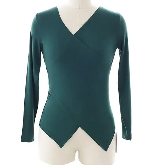 dance top long sleeve cotton dance T shirt for women asymmetric lyrical