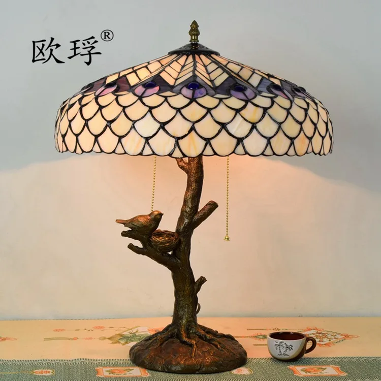 Настольная лампа в европейском стиле из белого стекла tiffany pealin bird для гостиной, столовой, спальни, кабинета, декоративная лампа