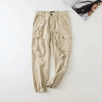 

2019 fashion woman camo pants women cargo high waist pants loose trousers joggers women sweatpants streetwear Korean Fashion