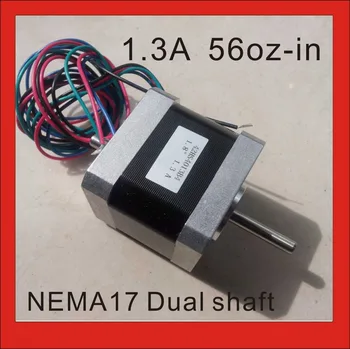 

NEMA17 Dual Shaft Stepper Motor 1.3A 62.5 oz-in Body Length 40mm CE Rohs Stepping Motor