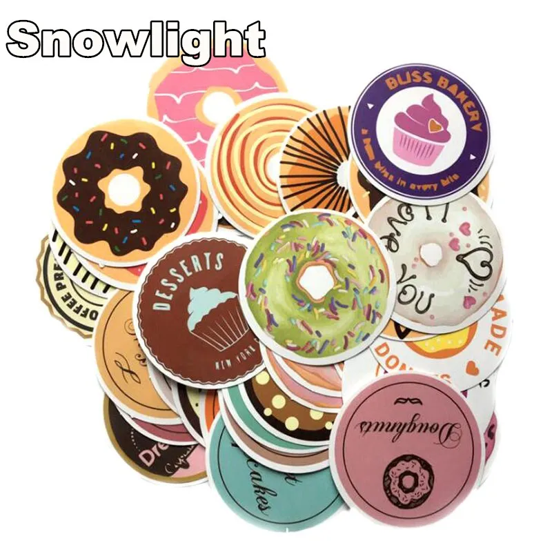 35pcs Donuts Sealing Sticker Gift Posted Baking Decoration Label Waterproof Doodle Coffee Home Bakery Unique Novel DIY Decals