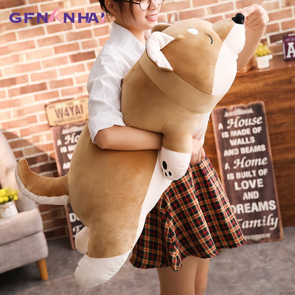 Us 855 1pc 80100cm Giant Size Lying Shiba Inu Dog Plush Pillow Stuffed Soft Toys Lovely Animal Dog Dolls Sleeping Pillow Gift Toys In Stuffed