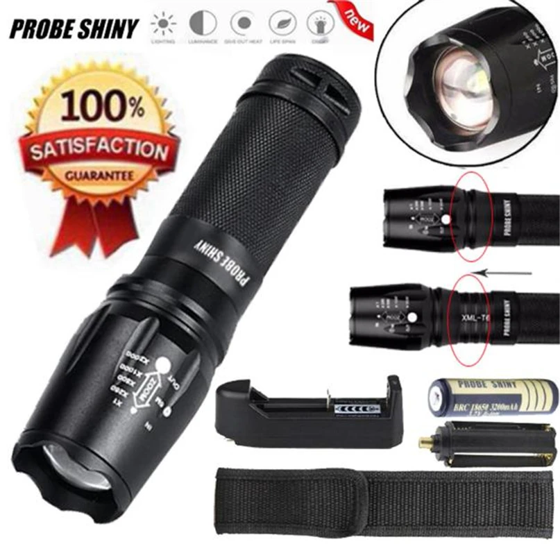 Powerful LED Flashlight 5000 lumens T6 LED Flashlight 18650 Adjustable Focus Zoom Flash Light Lamp Bicycle Front Light #2M03 (2)