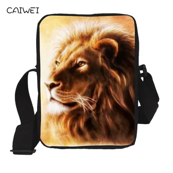 

Casual Men's Messenger Bag Small Boys Cool Animal Lion Crossbody Bag Male Students Kids Mini Travel Single Shoulder Handbag