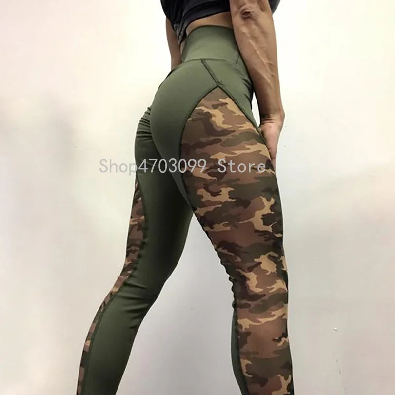 

Camouflage Women Leggings High Waist Leggings Women Workout Leggings Female Patchwork Wrinkle Sporting Leggins