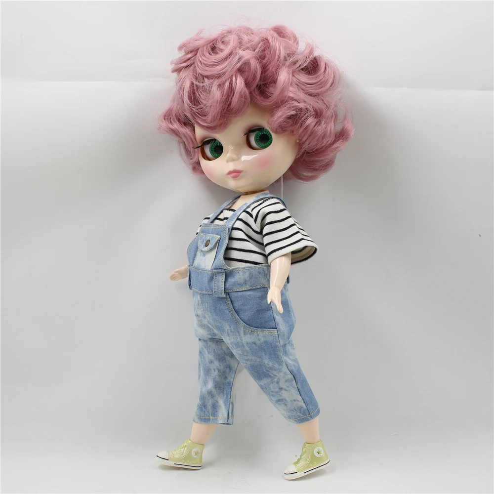 Blyth кукла Обнаженная пухленькая Толстая серая розовая кудрявая короткая 33 см с макияжем подходит для DIY игрушка подарок
