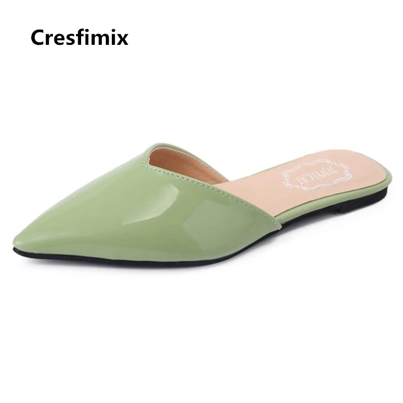 

Cresfimix sandales pour femmes women fashion black pu leather flat sandal shoes lady cute slip on sandals comfy sandals a874