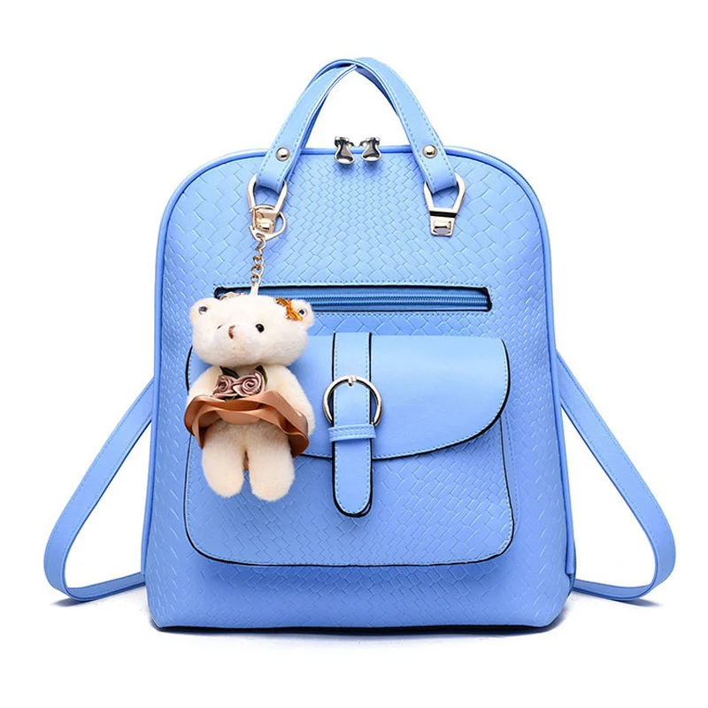 

Fashion PU Women's Backpack Bag Traveling Pratical Sky Blue Students' Schoolbag