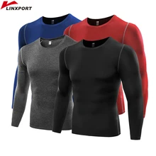 Профессиональный Фитнес рубашки Для мужчин работает Футболка Бодибилдинг Костюмы с длинным рукавом тренажерный зал Колготки Сухой Подходят Майка спортивная