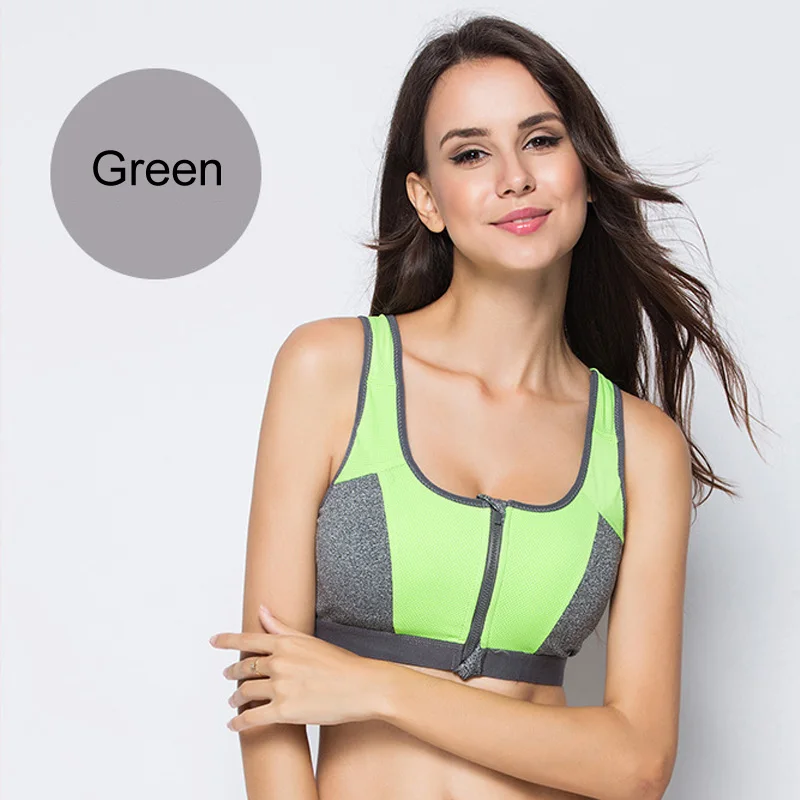 SEXYWG Women Zipper Push Up Sports Bras Shockproof Underwear Running Vest Gym Workout Running Tops Sportswear Yoga Soprt Top