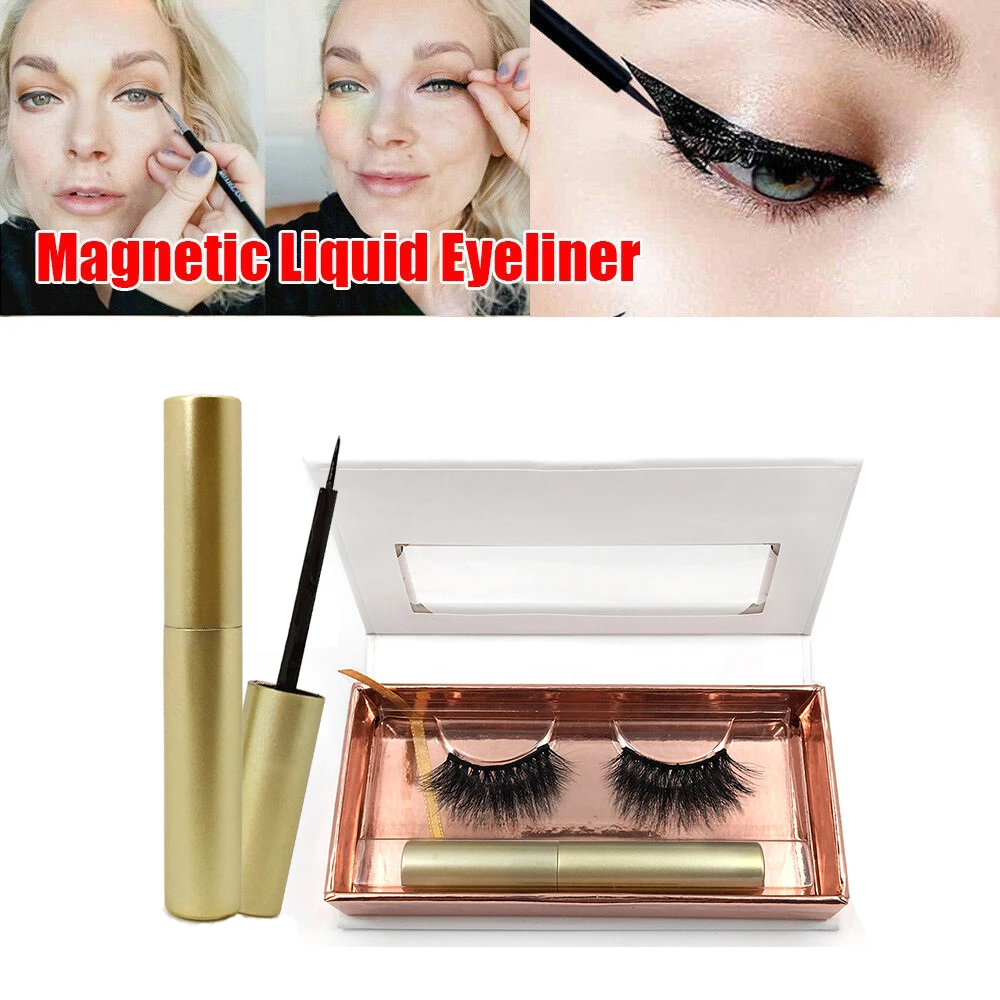 

1Set 3D Magnetic Eyelashes Kit Handmade Natural False Eyelashes Magnet Lashes Magnetic Eyeliner Makeup Wiht Tweezers TSLM1
