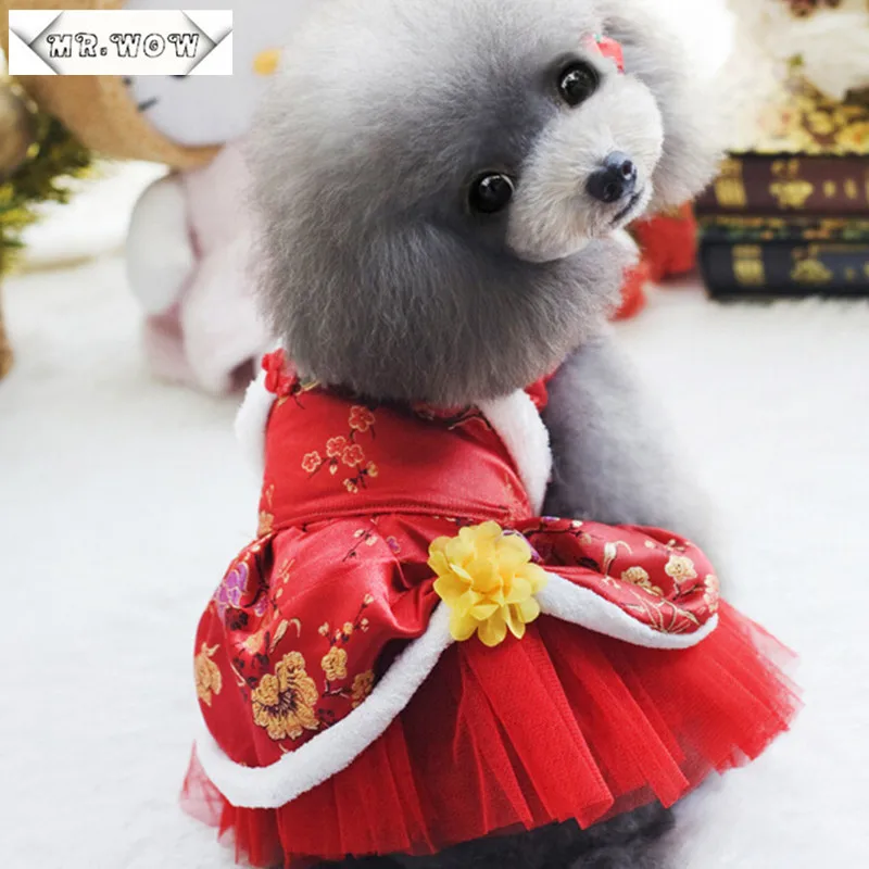 Hot Pet Chinese Style Skirt Dog Clothing Pet Dresses Pet Princess
