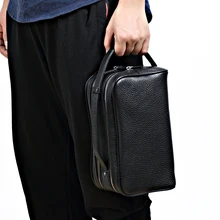 WOONAM Высококачественная Роскошная Высококачественная Мужская Сумка-клатч из натуральной телячьей кожи с двойной молнией или женская косметичка BG1001