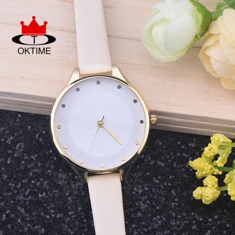 

DHL free 100pcs/lot,High Quality OKTIME Brand Leather Strap Watches Ladies Women Dress Watch Waterproof Ladies Quartz Watch