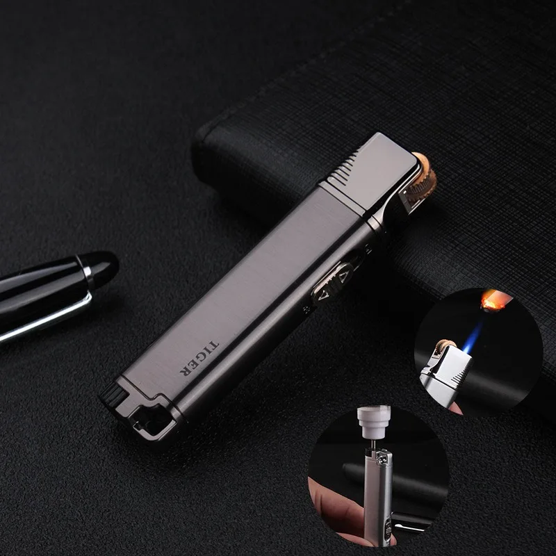 

Metal Gas Lighter Turbo Lighter Fixed Fire Switch Cigar Cigarette Lighters Electronic Lighter Smoking Accessories
