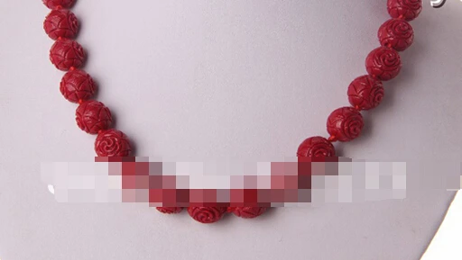 

ZCD 317+++ stunning big 12mm round red carve coral flower beads necklace