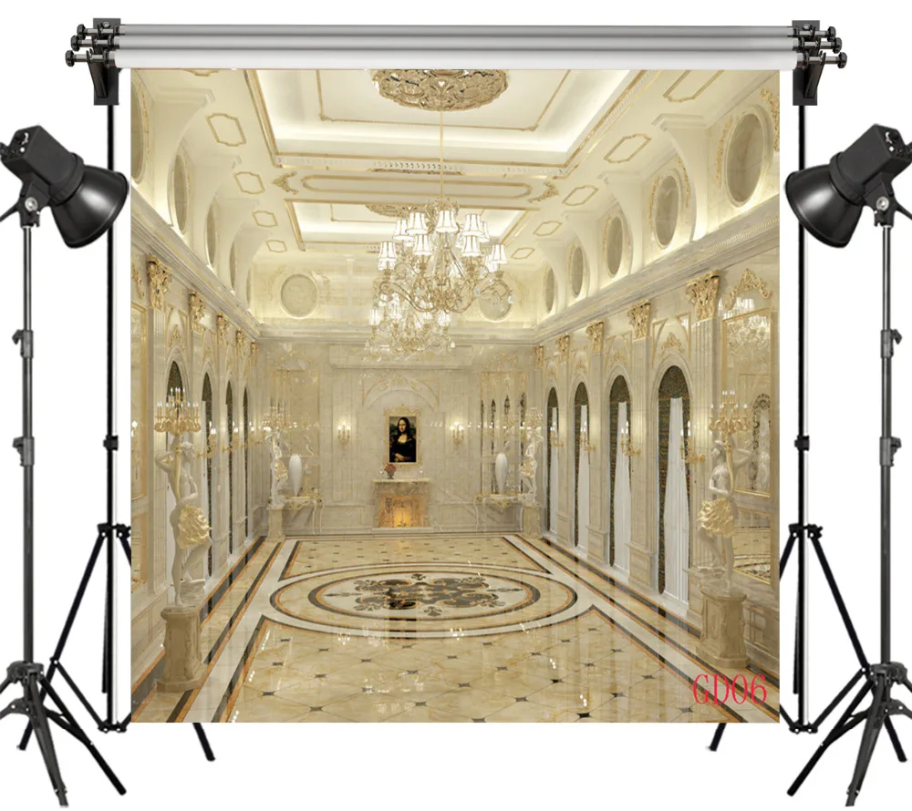 

LB Vinyl Magnificent Palace Interior Crystal Chandeliers 10X10FT Studio Backdrop Photography Photo Props Photographic Background