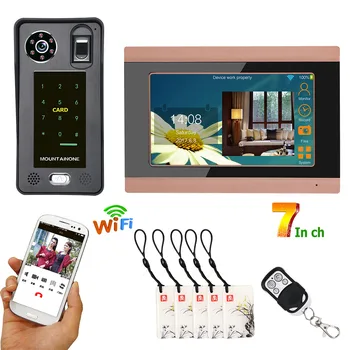 7inch Touch Color LCD Wired Wifi Fingerprint IC Card Video Door Phone Doorbell Intercom System with Door Access Control System smartyiba rfid access control camera intercom wired 7inch monitor video intercom door phone doorbell system for 8 apartment