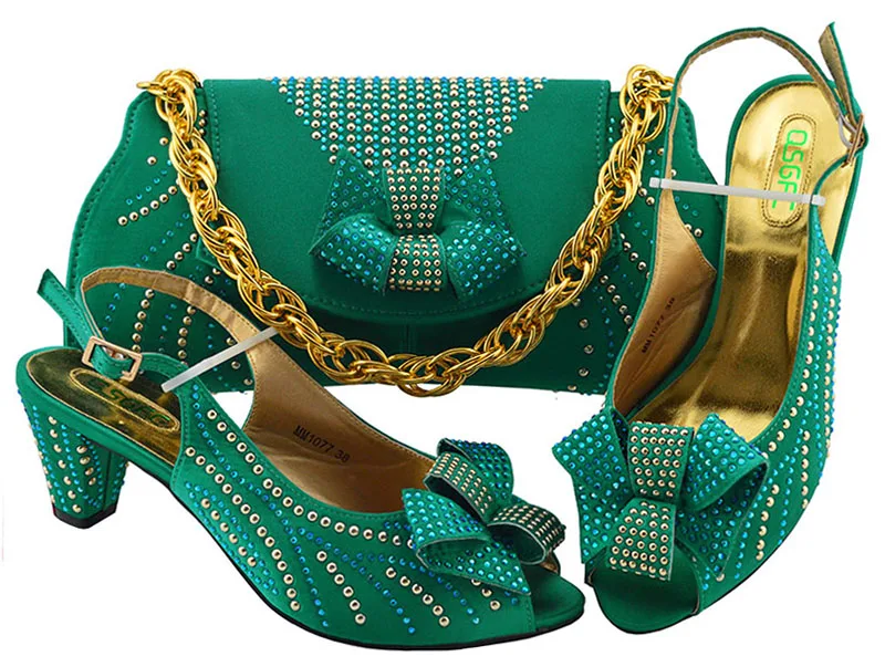 

2019 Newest Teal Italian Shoes with Matching Bags African Shoe and Bag Set for Party In Women Italian Shoe with Bags