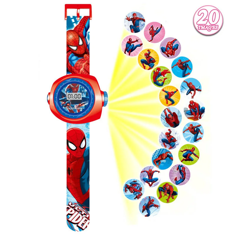Детские часы с человеком-пауком, железом, детские часы с 3D проекцией, мультяшным рисунком, часы для девочек, детские цифровые наручные часы для мальчиков, Relogio Masculino - Цвет: 20 Spiderman no box