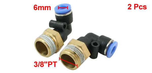16mm Male Thread 6mm Tube Air Pneumatic Right Angle Quick Coupler 2Pcs