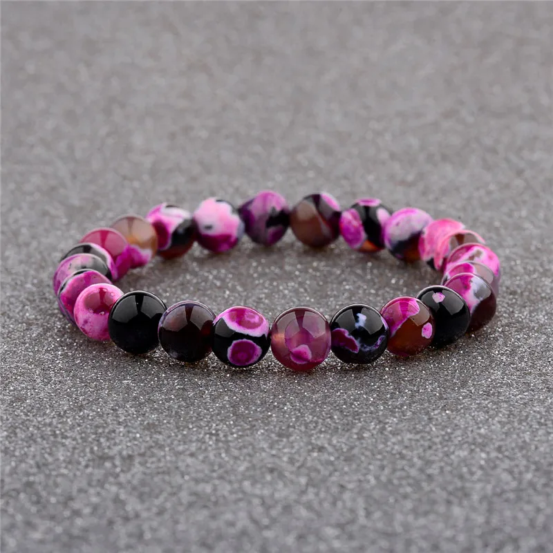 QIQUEI Многоцветный натуральный камень: Агат браслеты из бисера для мужчин и женщин новейший модный классический браслет лучший друг Рождественский подарок